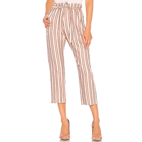 THE GREAT. Pants - The Great Convertible Trouser Pant in Pink Stripe